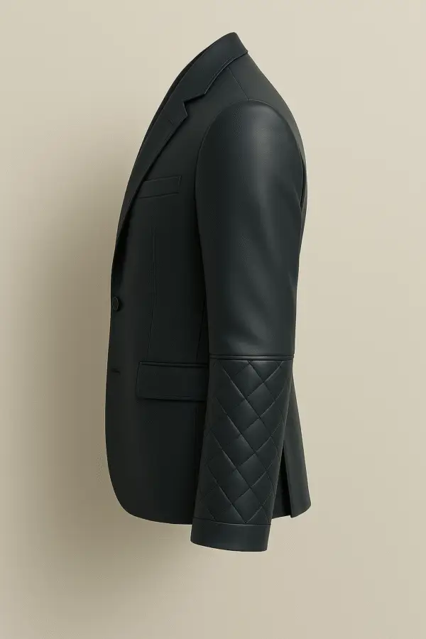 4493a60e-b9ff-48b2-8dd5-a8e9d89f4594 (1) Quilted Sleeve Leather Blazer – Deep Navy Blue