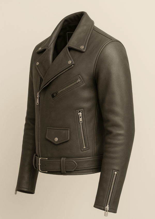 Classic Moto Leather Jacket – Graphite Grey