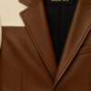 Two-Tone Luxe Leather Blazer – Chestnut & Ivory