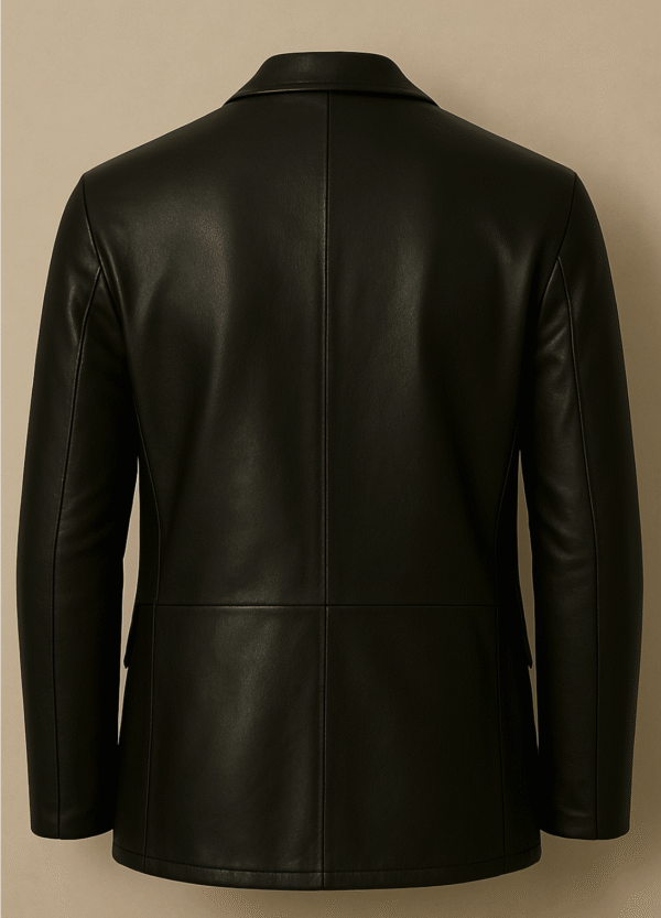 Classic Noir Leather Blazer – Midnight Black
