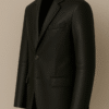 Classic Noir Leather Blazer – Midnight Black