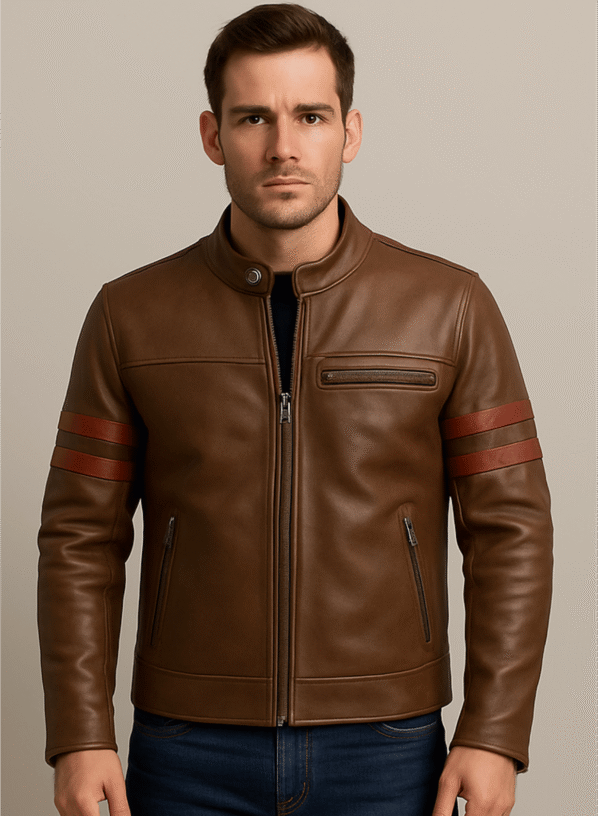 19 Vintage Racer Leather Jacket – Chestnut Brown