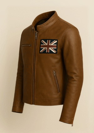 Vintage Union Jack Leather Jacket – Cognac Brown