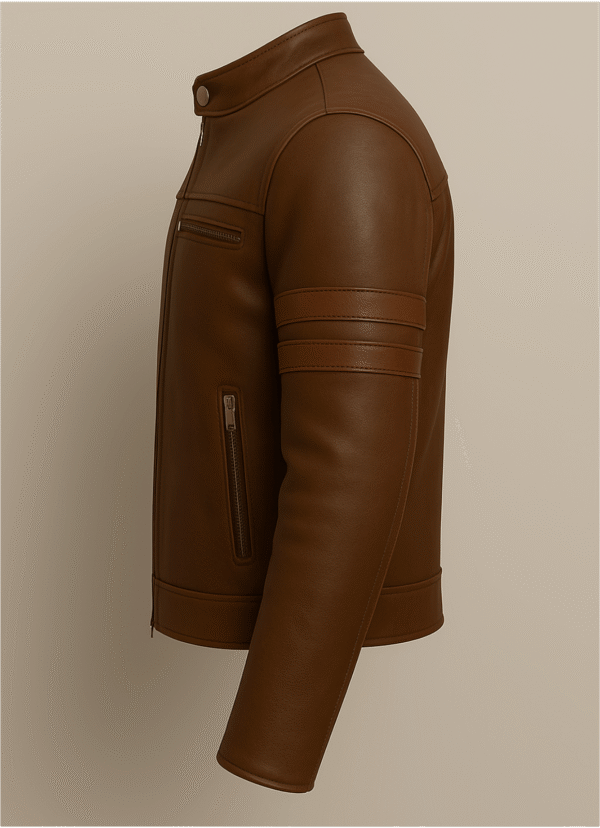 20 Vintage Racer Leather Jacket – Chestnut Brown