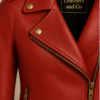 Women’s Bold Biker Leather Jacket – Crimson Red