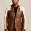 Two-Tone Luxe Leather Blazer – Chestnut & Ivory