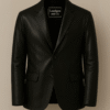 Classic Noir Leather Blazer – Midnight Black
