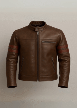 Vintage Racer Leather Jacket – Chestnut Brown