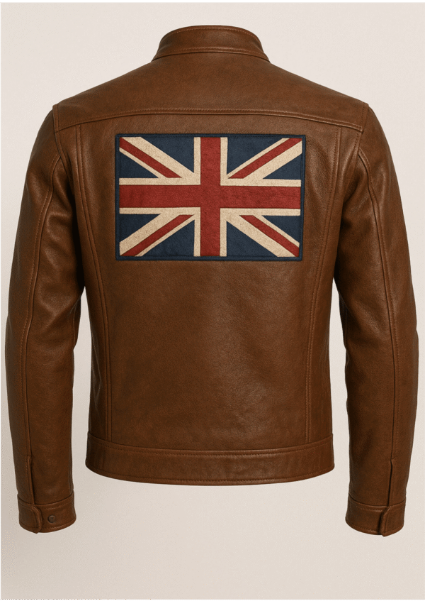 Vintage Union Jack Leather Jacket – Cognac Brown