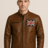 Vintage Union Jack Leather Jacket – Cognac Brown